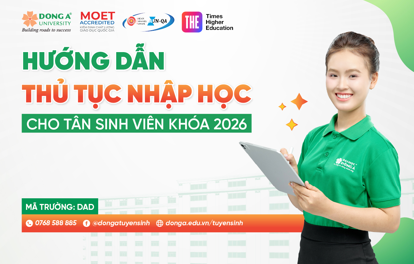 Đại học Đông Á hướng dẫn thủ tục nhập học trực tuyến cho tân sinh viên 2026